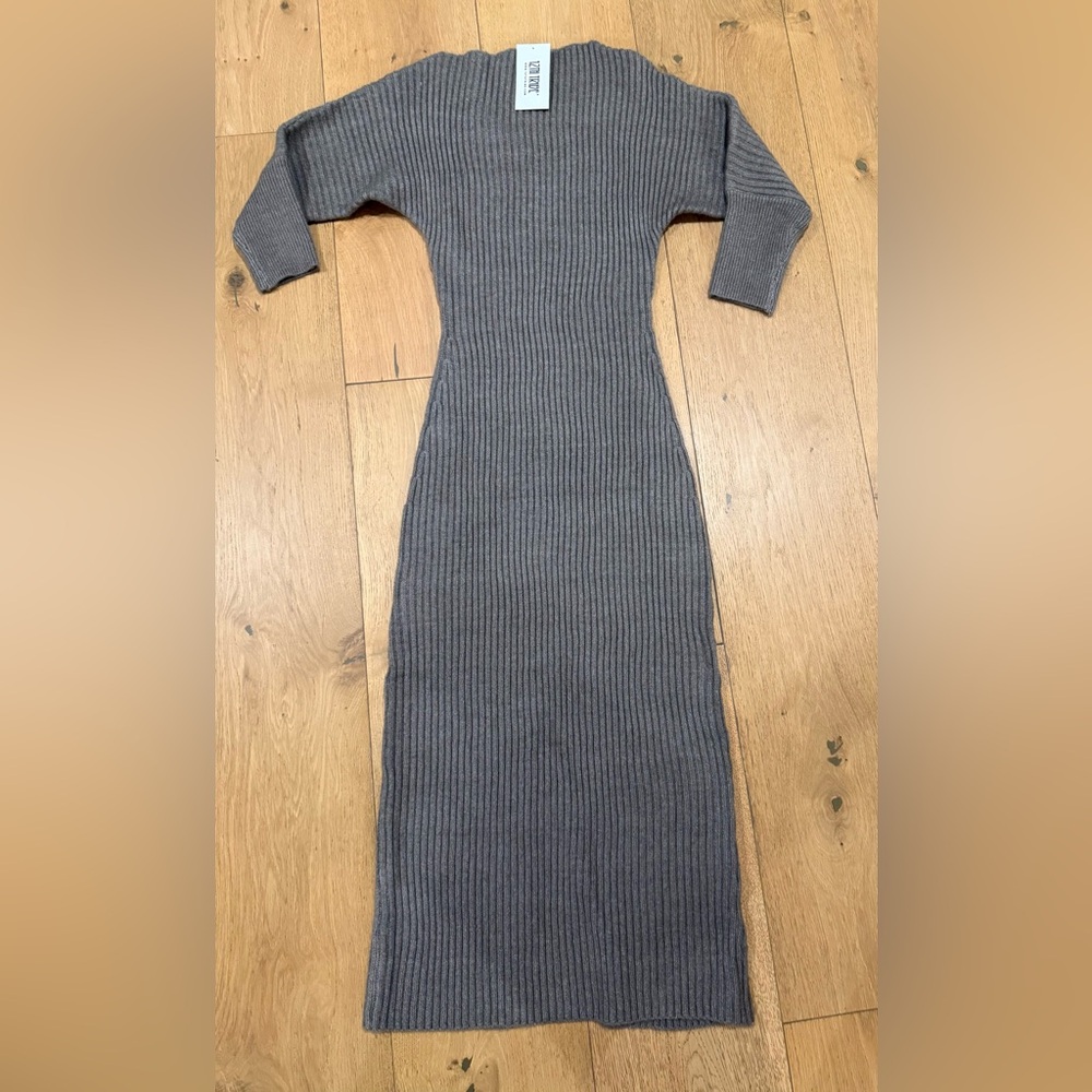 12th Tribe Charcoal Long Sleeve Sweater Dress